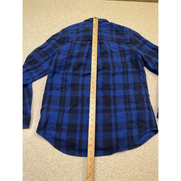 L.L. Bean Top Shirt Womens Sz Small Blue Plaid Flannel Button organic Cotton EUC - Picture 6 of 6